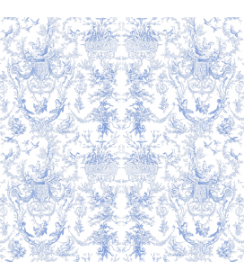 Carta di riso per il decoro del mobile: Toile de jouy in tinta celeste