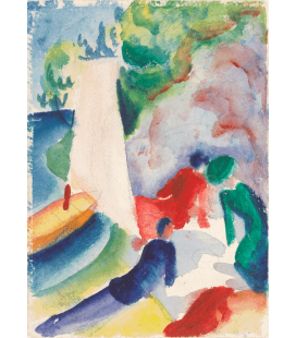 Printing on canvas: August Macke - Picnic on the Beach (Picnic after Sailing)