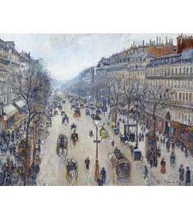 Stampa su tela: Camille Pissarro - Boulevard Montmartre, morning, cloudy weather