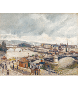 Stampa su tela: Camille Pissarro - Pont Boieldieu y pont corneille ruan efecto de lluvia