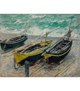 Stampa su tela: Claude Monet - Etrétat, tre barche da pesca