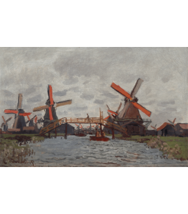Stampa su tela: Claude Monet - Mulini a Westzijderveld vicino Zaandam