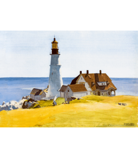 Stampa su tela: Edward Hopper - Lighthouse and Buildings -Portland Head, Cape Elizabeth, Maine