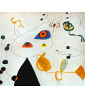 Joan Mirò - Donne e Uccelli nella notte. Stampa su tela