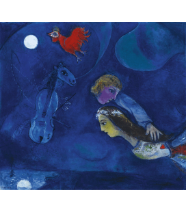 Stampa su tela: Marc Chagall - Coq rouge dans la nuit
