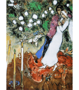 Stampa su tela: Marc Chagall - Fiori con Sposi