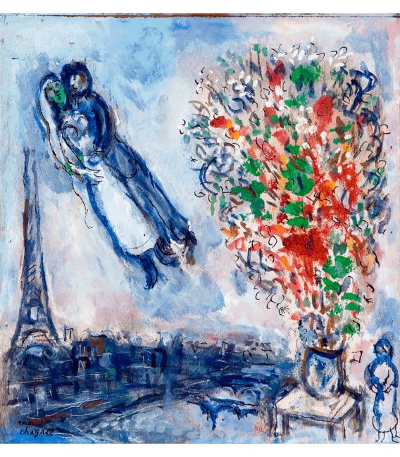 Stampa su tela: Marc Chagall - Sposi a Parigi