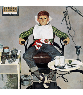 Stampa su tela: Norman Rockwell - In the Dentist's Chair