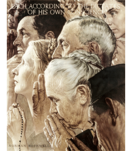 Stampa su tela: Norman Rockwell - Libertà di Culto - Freedom of Worship