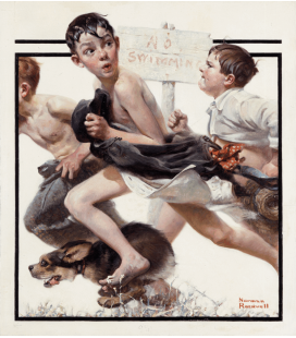 Stampa su tela: Norman Rockwell - No swimming