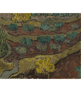 Stampa su tela: Vincent Van Gogh - Alberi di ulivo contro un pendio di collina