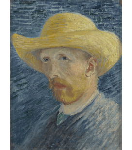 Stampa su tela: Vincent Van Gogh - Autoritratto con cappello di paglia