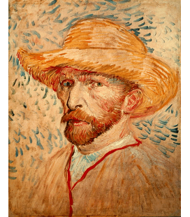 Stampa su tela: Vincent Van Gogh - Autoritratto con cappello di paglia 2
