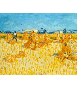 Stampa su tela: Vincent Van Gogh - Campo di grano con mietitore