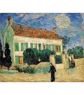 Stampa su tela: Vincent Van Gogh - Casa bianca di notte