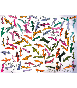 Andy Warhol - Stamped Shoes. Stampa su tela