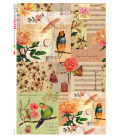 Carta di riso Decoupage: Uccelli, Rose e Musica