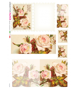 Carta di riso Decoupage: Cartoline Postali con Rose