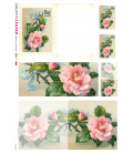 Carta di riso Decoupage: Cartoline Postali con Rosa e fiocco azzurro