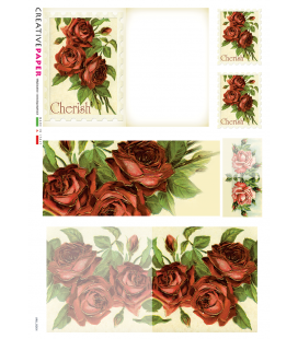 Carta di riso Decoupage: Cartoline Postali Rose Rosse per te