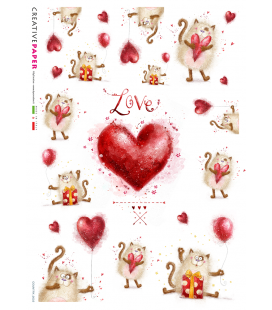 Carta di riso Decoupage: Gatto innamorato