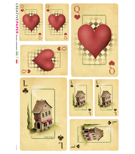 Carta di riso Decoupage: Carte da gioco con cuori