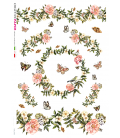 Carta di riso Decoupage: Primavera con fiori, uccelli e farfalle