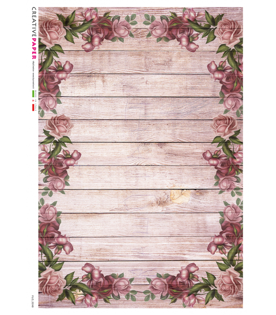 Carta di riso Decoupage: Base di legno con rose