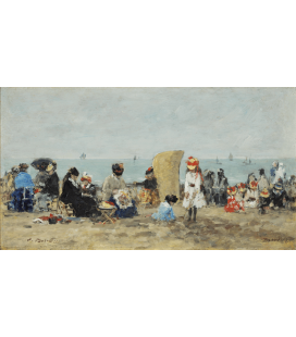 Boudin Eugène - Spiaggia di Trouville. Stampa su tela
