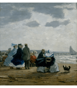 Boudin Eugène - Sulla spiaggia. Stampa su tela