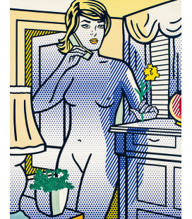 Roy Fox Lichtenstein - Nudo con fiore giallo. Stampa su tela