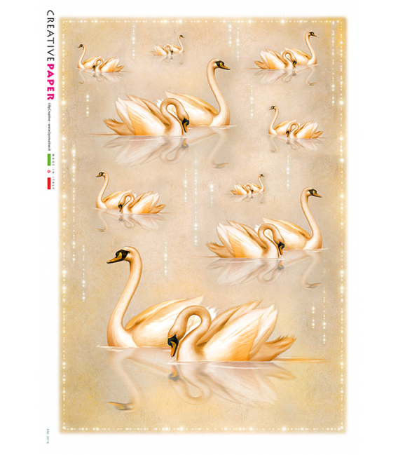 Carta di riso Decoupage: Cigni Rosa 