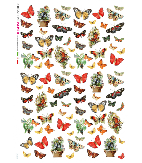 Carta di riso Decoupage: Farfalle e Vasi di Fiori