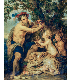 Peter Paul Rubens - Uomo che beve con putti e una tigre