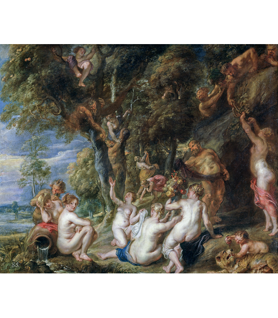 Peter Paul Rubens - Ninfee e Satiri, Stampa su tela