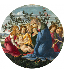 Sandro Botticelli - Madonna adorante il bambino con cinque angeli. Stampa su tela