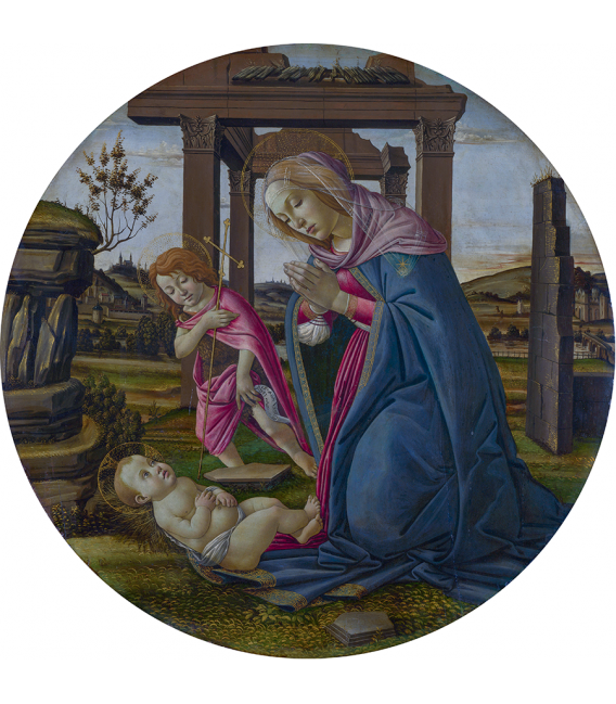 Sandro Botticelli - La Vergine e il bambino con San Giovanni Battista. Stampa su tela