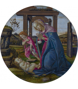 Sandro Botticelli - La Vergine e il bambino con San Giovanni Battista. Stampa su tela