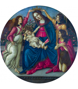 Sandro Botticelli - La Vergine col Bambino con San Giovanni e due angeli. Stampa su tela