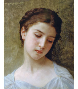 William Adolphe Bouguereau - Testa di una giovane ragazza. Stampa su tela