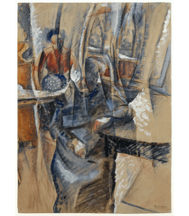 Boccioni Umberto - Interno con due figure femminili. Stampa su tela