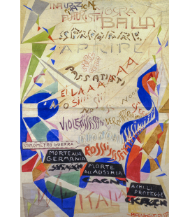 Balla Giacomo - Manifesto per la mostra alla Galleria Angelelli in Roma. Stampa su tela