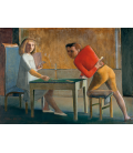 Balthus - Il gioco di carte. Stampa su tela