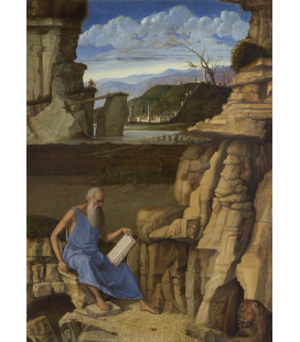 Giovanni Bellini - San Girolamo che legge in un paesaggio. Stampa su tela
