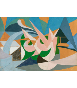 Balla Giacomo - Lines of landscape forces + garden. Printing on canvas
