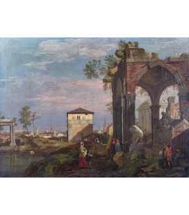 Bellotto Bernardo - Un paesaggio capriccioso con rovine. Stampa su tela