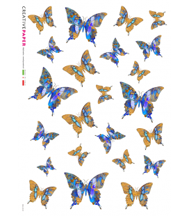 Carta di riso Decoupage: Farfalle Piccole Blue e Gialle 