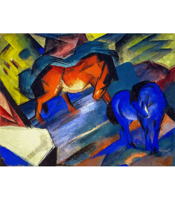 Marc Franz - Cavalli Rosso e Blu. Stampa su tela