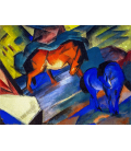 Marc Franz - Cavalli Rosso e Blu. Stampa su tela