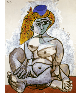 Picasso Pablo - Nudo con berretto turco. Stampa su tela